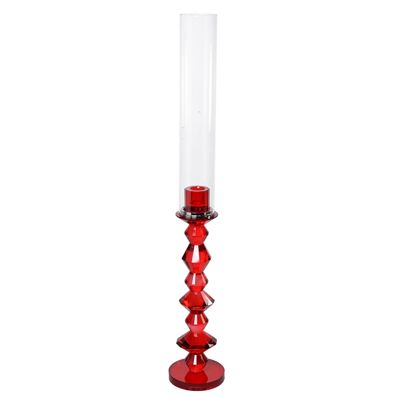 CANDELIERE ROSSO H.61CM VETRO