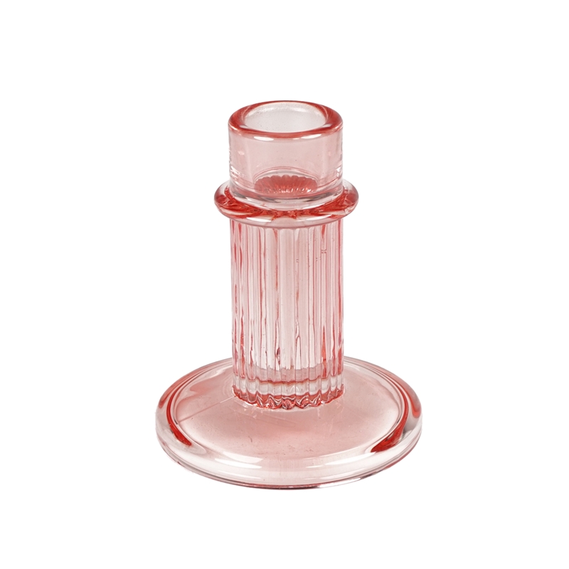 PORTACANDELA ROSA D.8X10CM VETRO